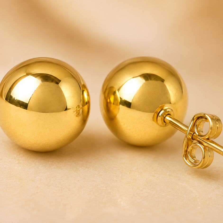 Brinco Bola Lisa Banhado a Ouro 18k - 12mm