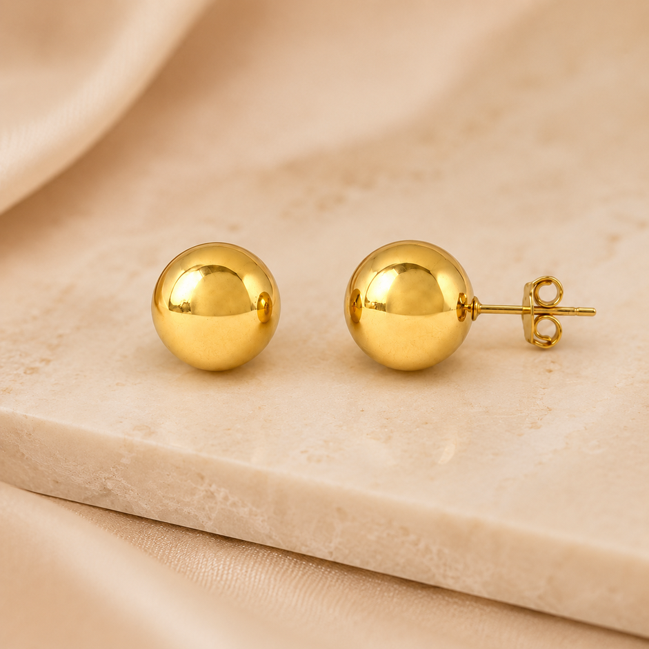 Brinco Bola Lisa Banhado a Ouro 18k - 12mm