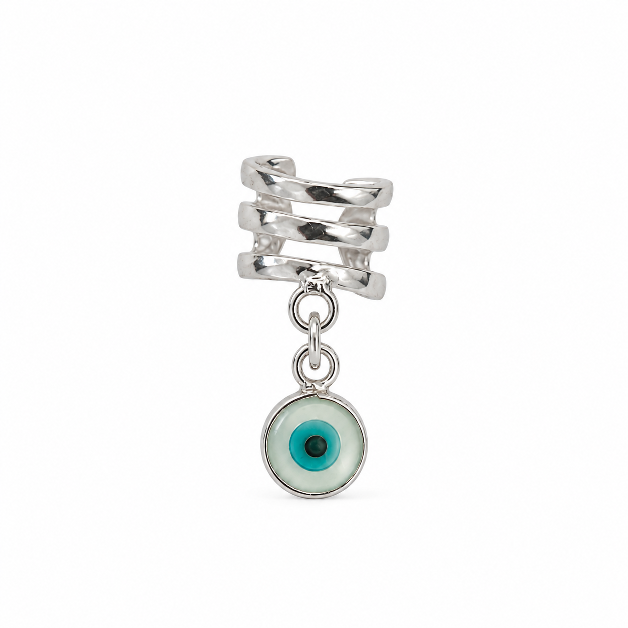 Brinco Piercing Fake Cartilagem Olho Grego Prata 925 - 8 mm