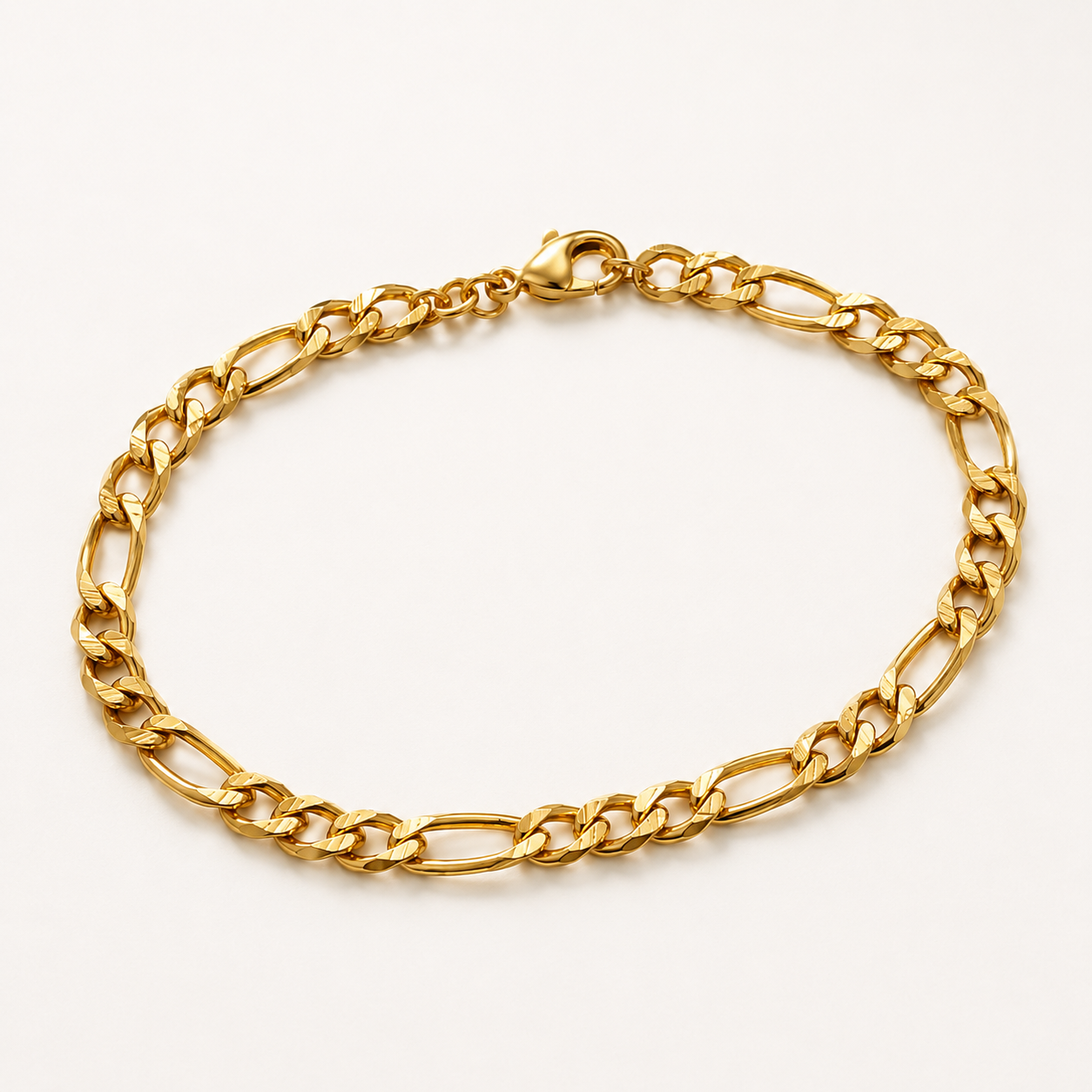 Pulseira Masculina Elo 3 em 1 (5mm) Banhada a ouro 18k - 22cm