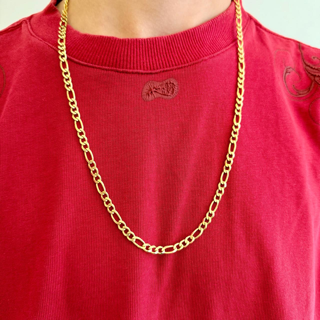 Corrente Masculina Elo 3 em 1 Banhada a Ouro 18k - 60cm