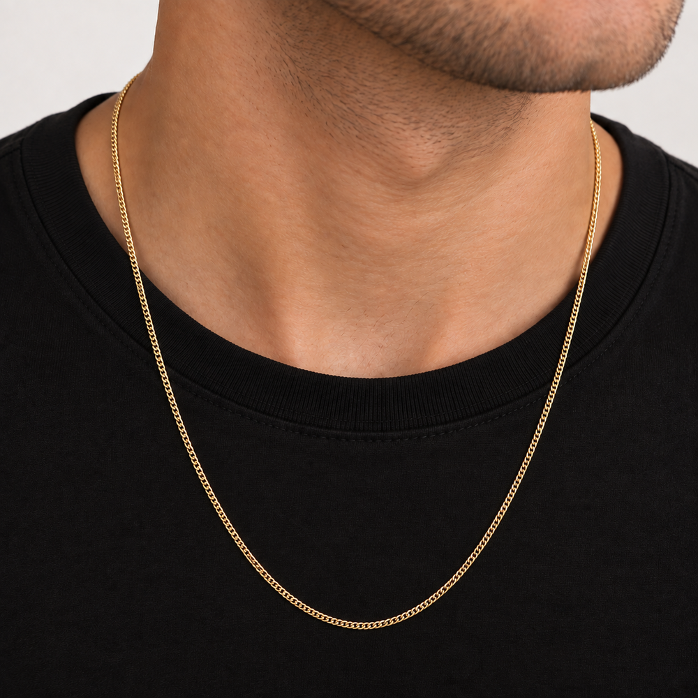 Corrente Masculina Elo 1 em 1 Banhado a Ouro 18k - 60 cm