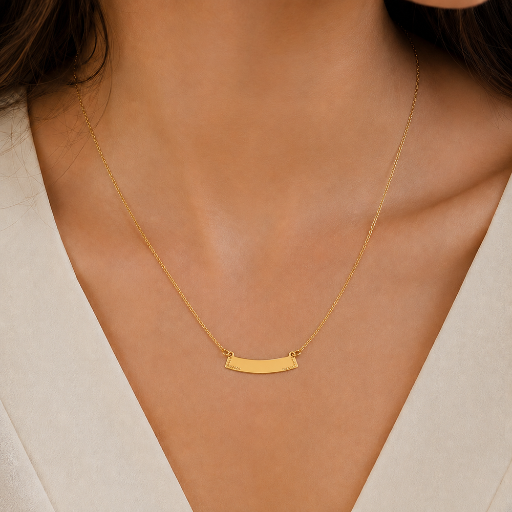 Pingente Chapa Canto Trabalhado Banhada a Ouro 18k - 2,5cm