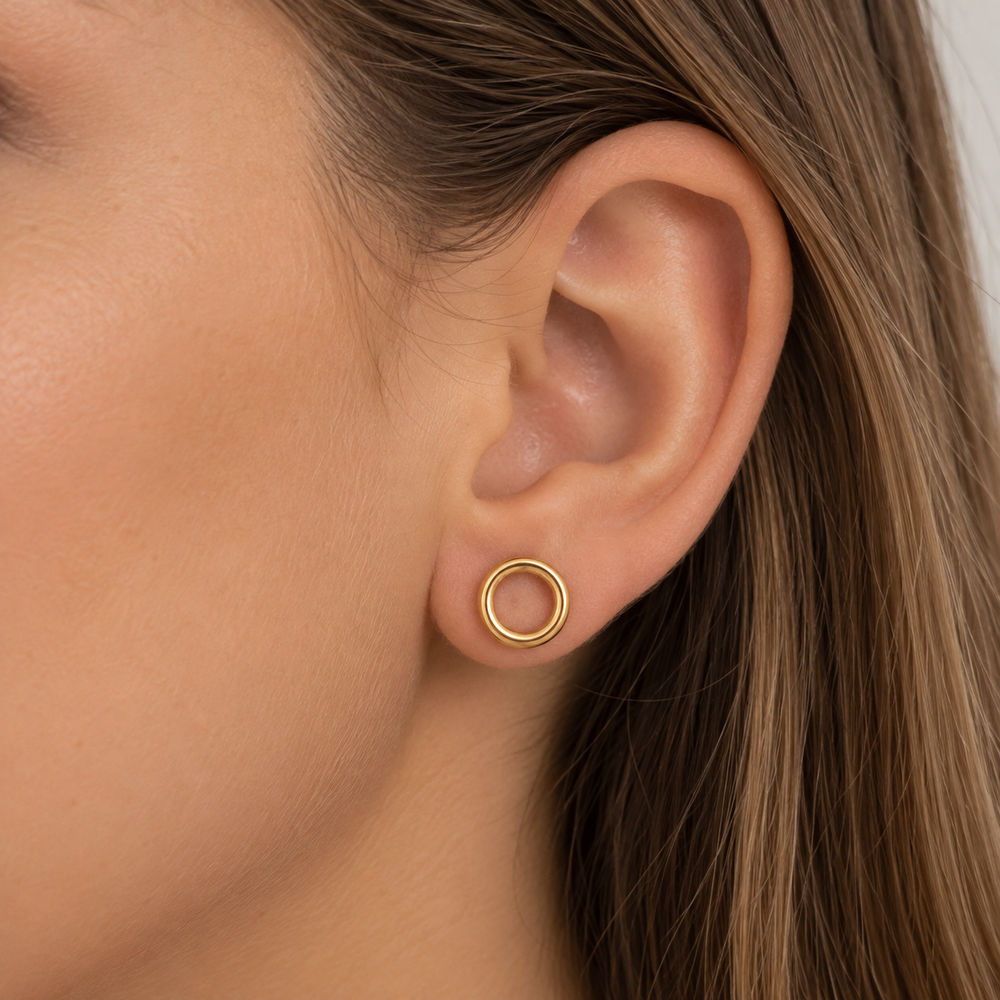 Brinco Circulo Vazado Banhado a Ouro 18k - 8 mm