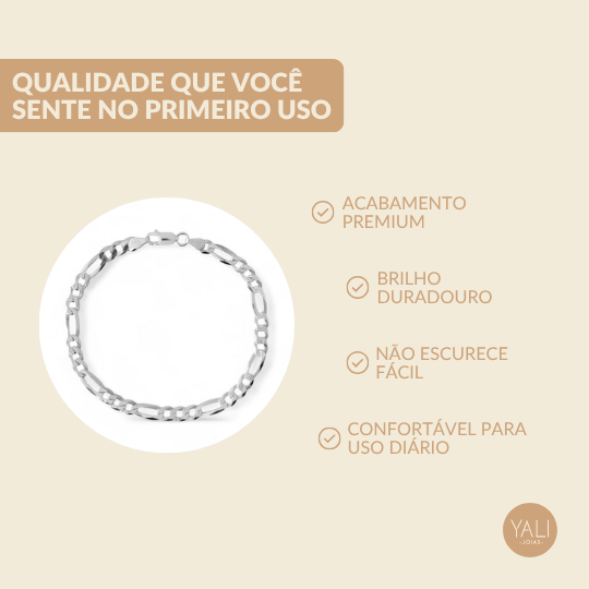 Pulseira Masculina Elo 3 em 1 Prata 925