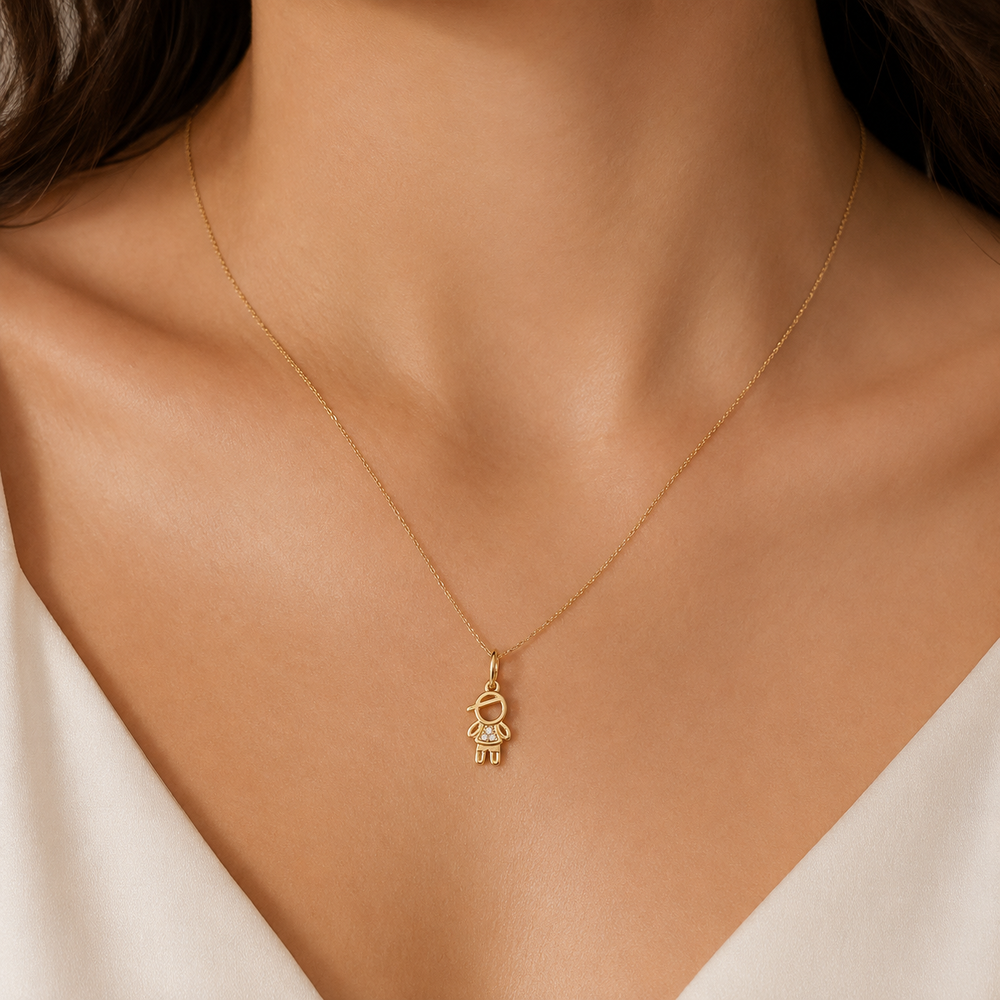 Pingente Menino Banhado a Ouro 18k Zircônia - 1cm