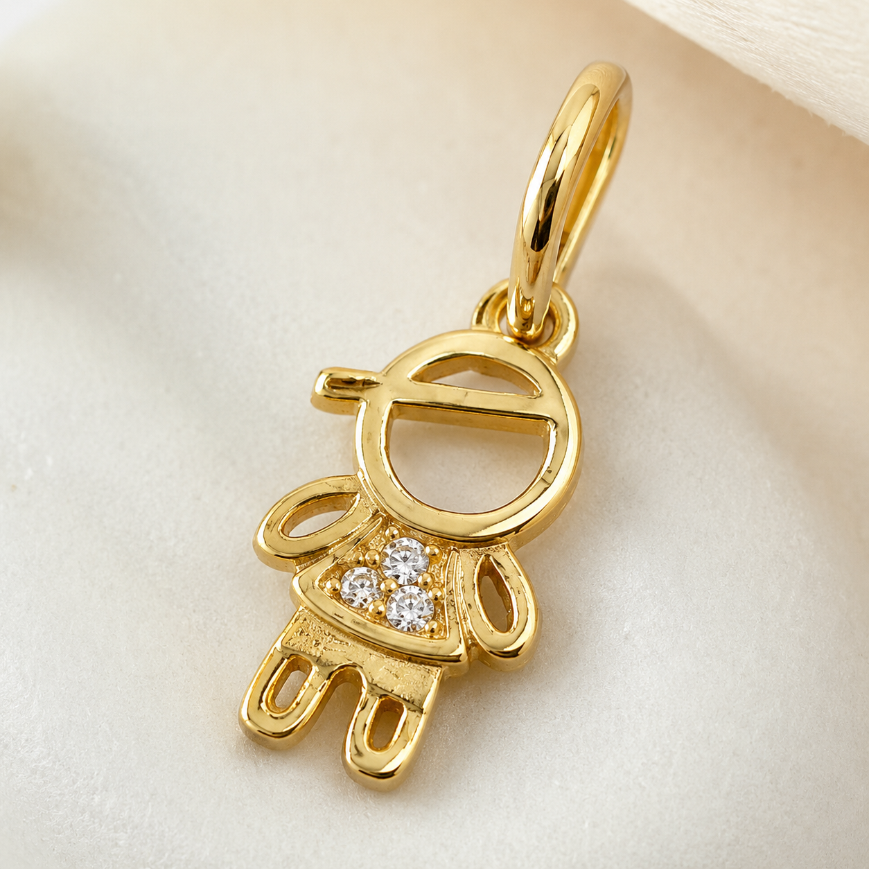 Pingente Menino Banhado a Ouro 18k Zircônia - 1cm