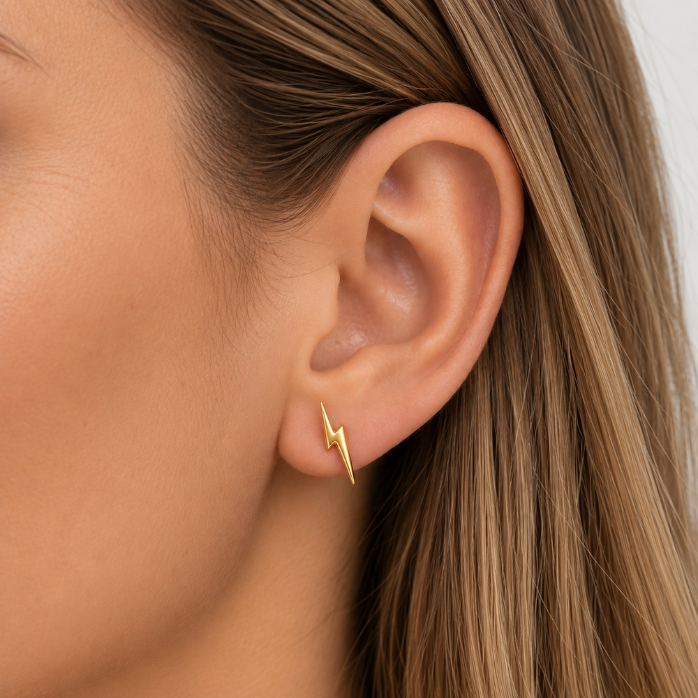 Brinco Raio Banhado a Ouro 18k - 1,3 cm