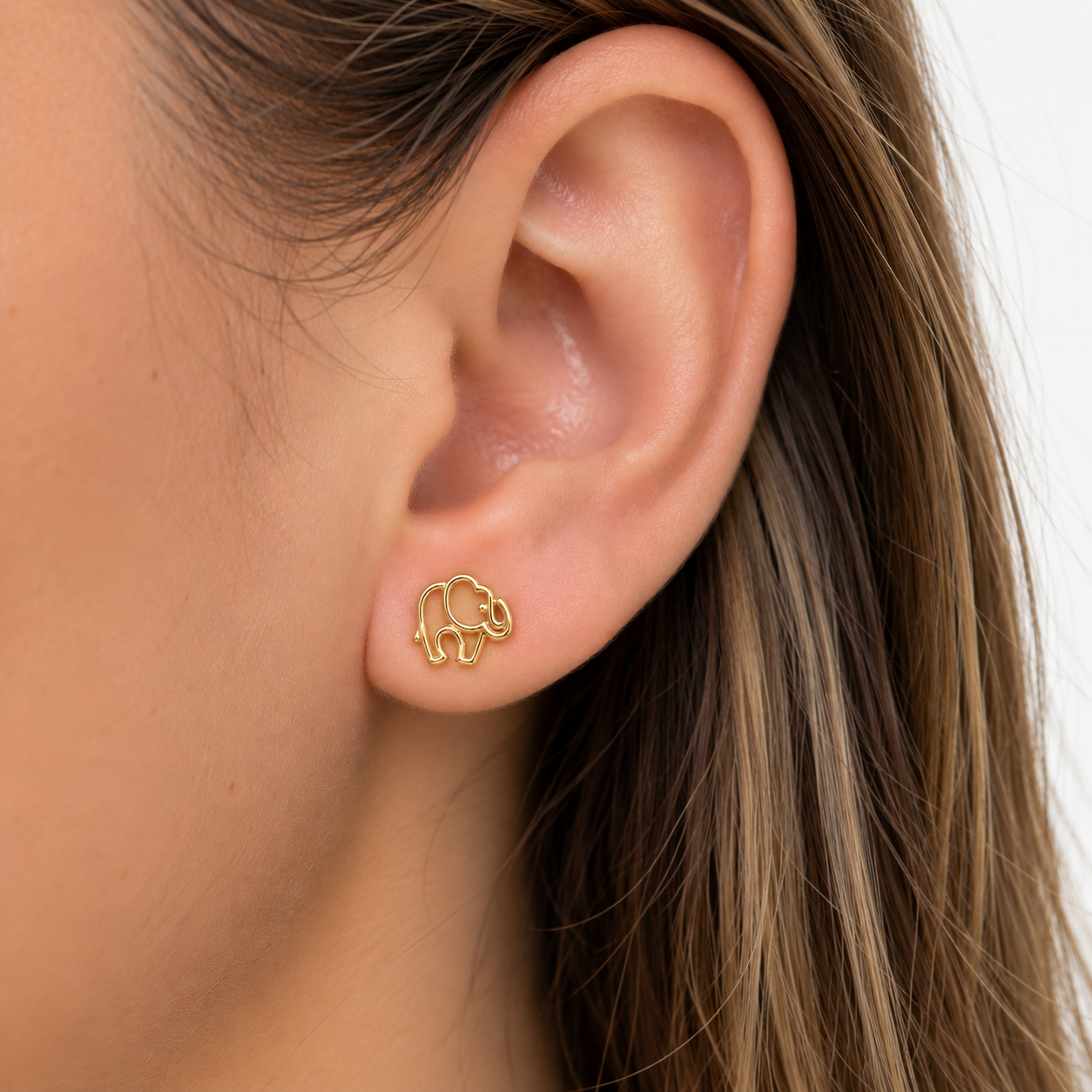 Brinco Elefante Vazado Banhado a Ouro 18k - 9 mm