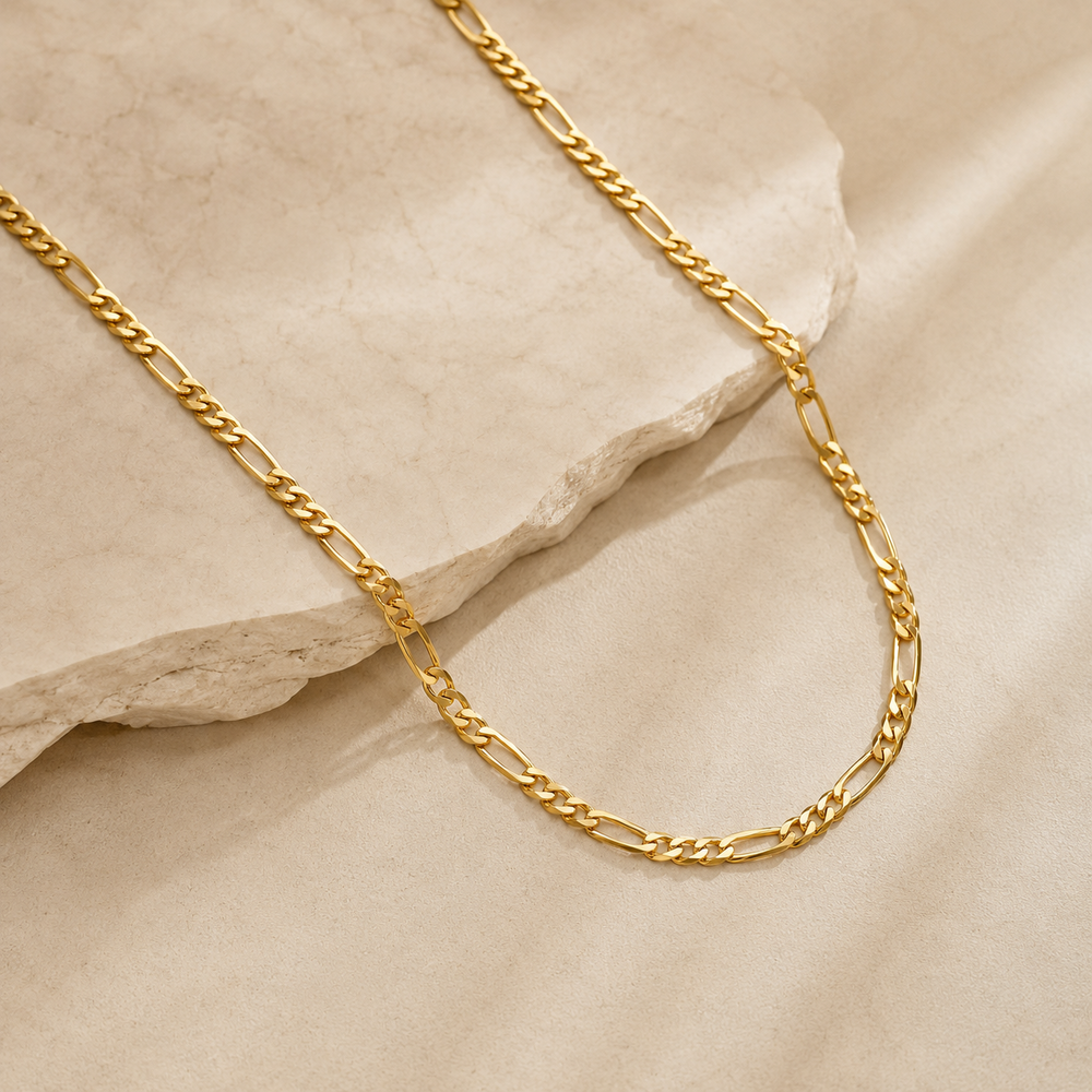 Corrente Elo 3x1 (3mm) Banhado a Ouro 18k - 50 cm