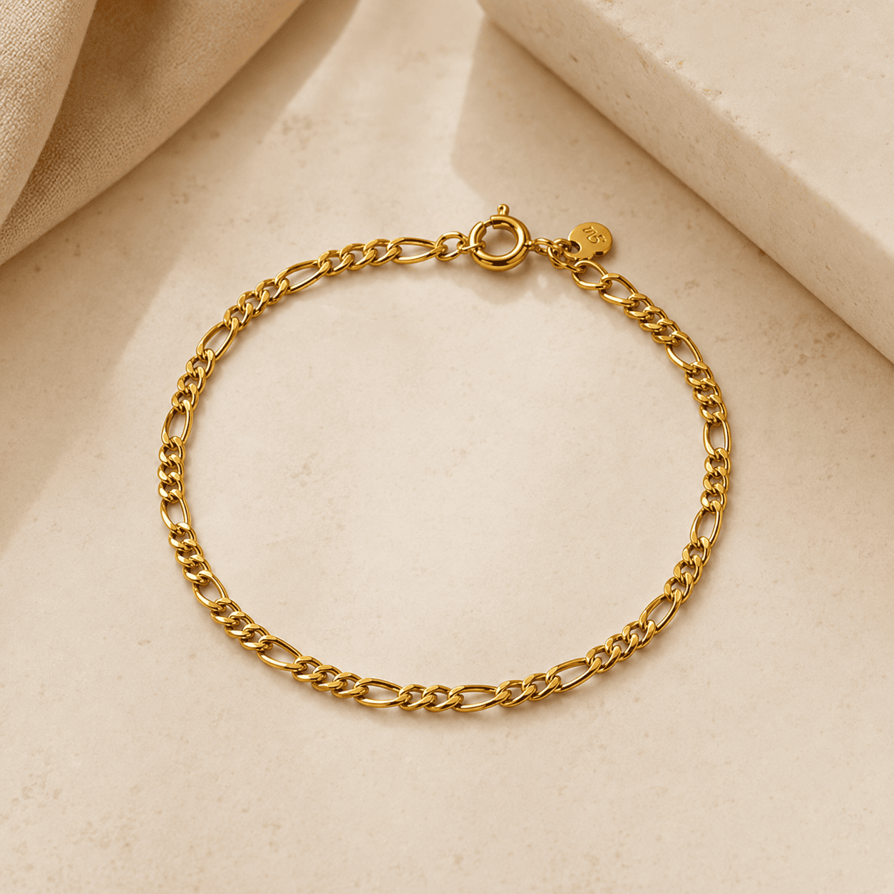 Pulseira Masculina Elo 3 em 1 Banhada a Ouro 18k - 22cm