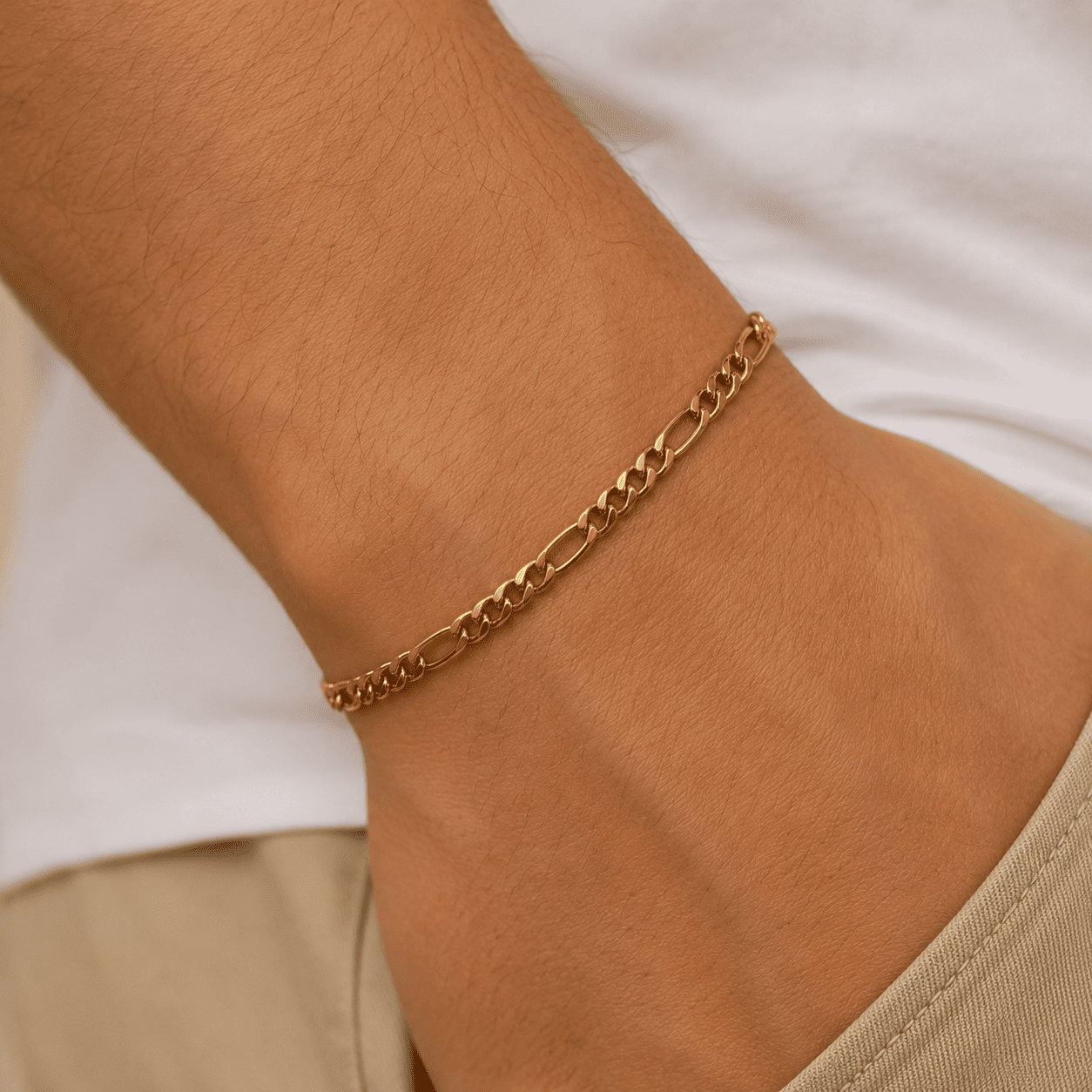 Pulseira Masculina Elo 3 em 1 Banhada a Ouro 18k - 22cm