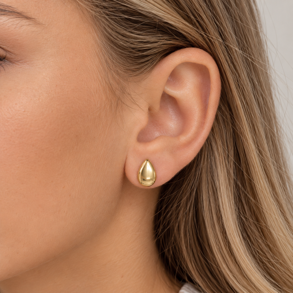 Brinco Gota Lisa Banhado a Ouro 18k - 1 cm