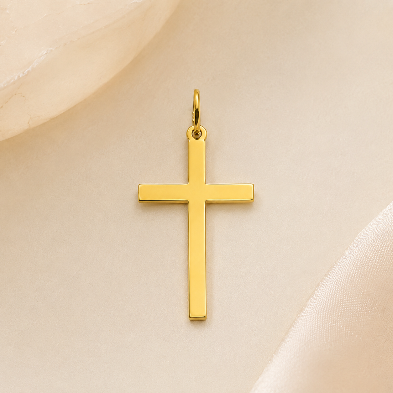 Pingente Cruz Crucifixo Liso Banhado a Ouro 18k - 3cm