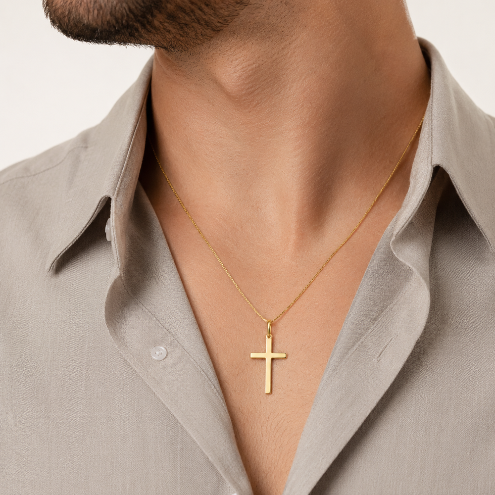Pingente Cruz Crucifixo Liso Banhado a Ouro 18k - 3cm