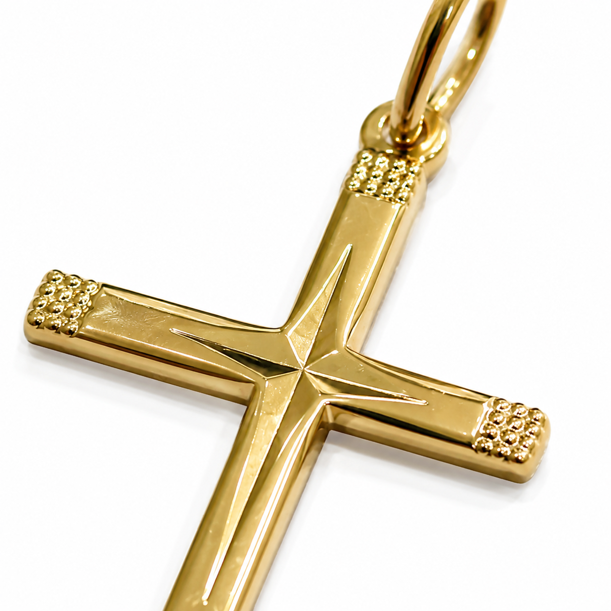 Pingente Cruz Crucifixo Trabalhado Banhado a Ouro 18k - 2,5 cm