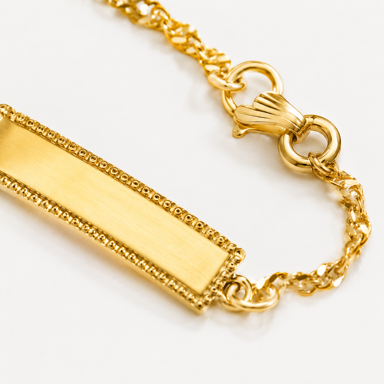 Pulseira Chapa Singapura Infantil Banhada a Ouro 18k - 14 cm