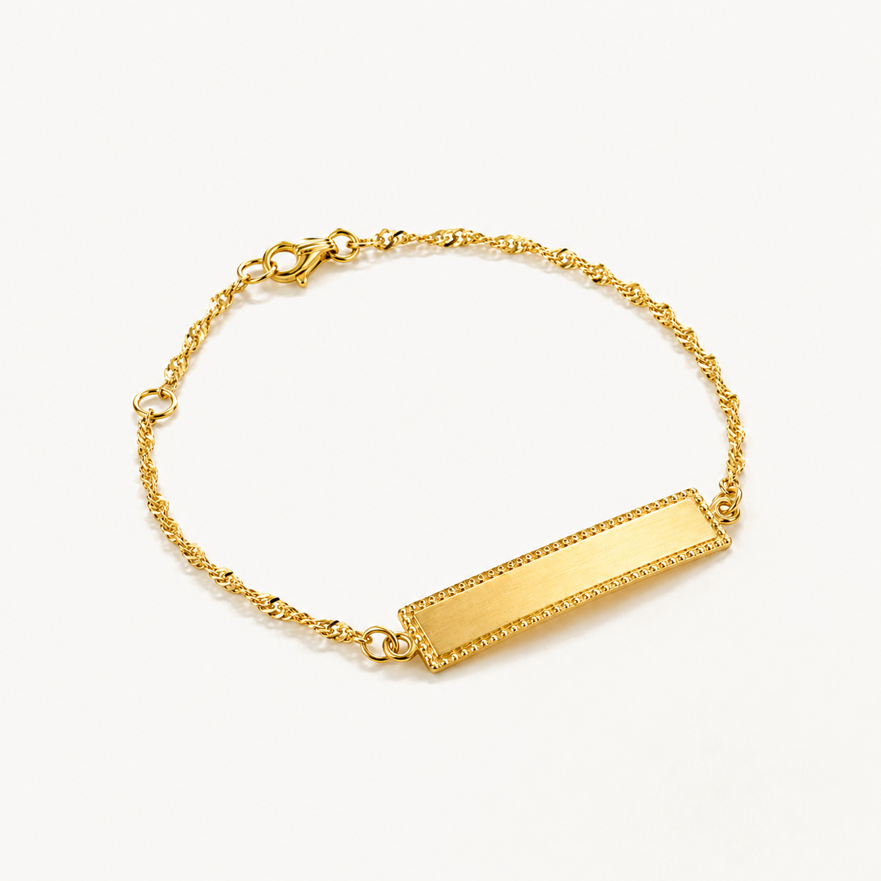 Pulseira Chapa Singapura Infantil Banhada a Ouro 18k - 14 cm