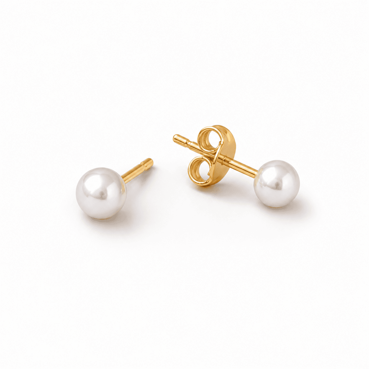 Brinco Infantil Pérola Banhado a Ouro 18k - 2mm