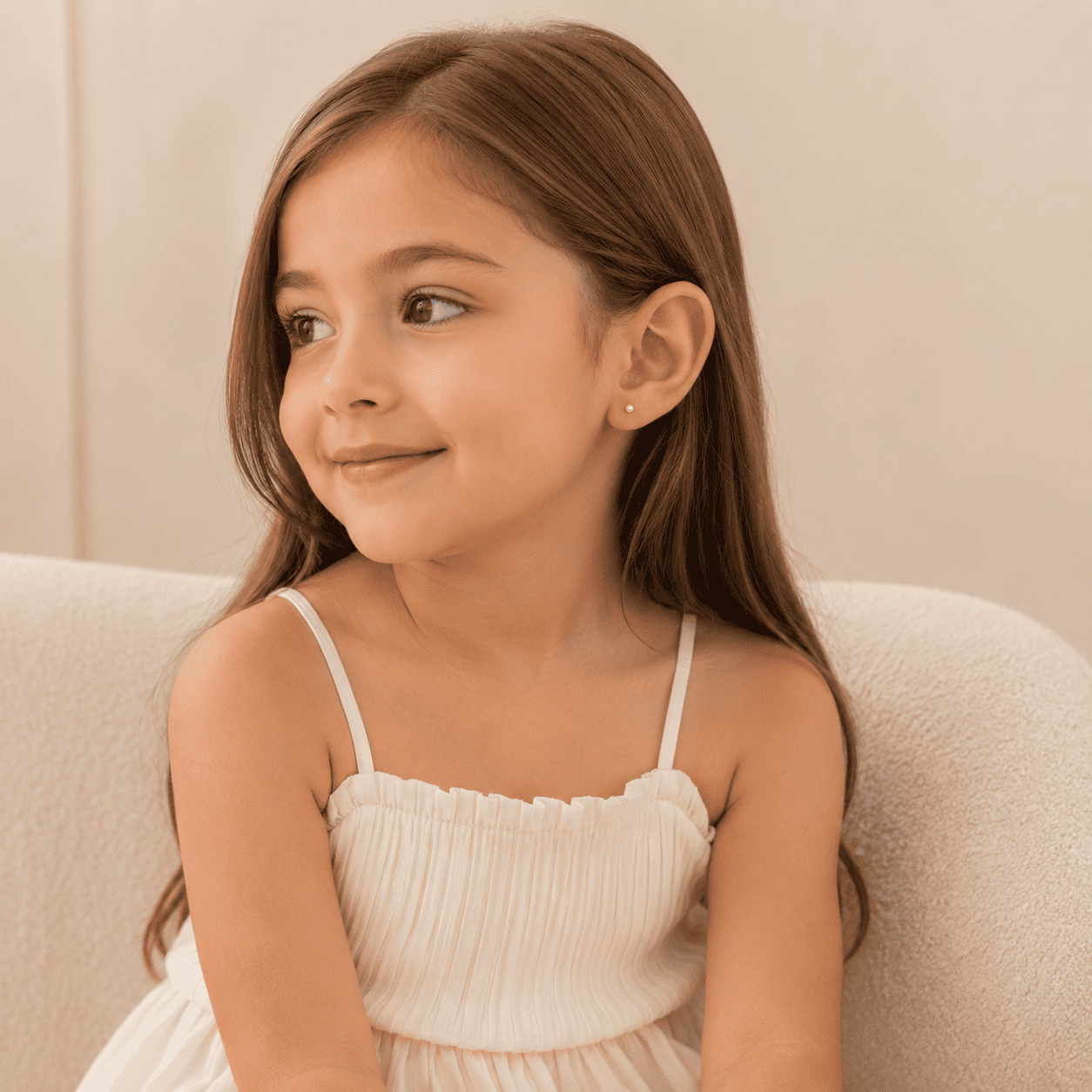Brinco Infantil Pérola Banhado a Ouro 18k - 2mm