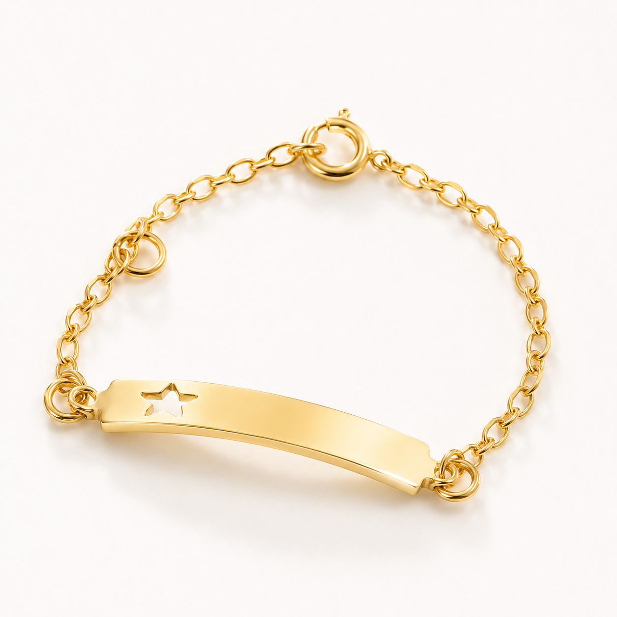 Pulseira Chapa Infantil Banhada a Ouro 18k - 12 cm