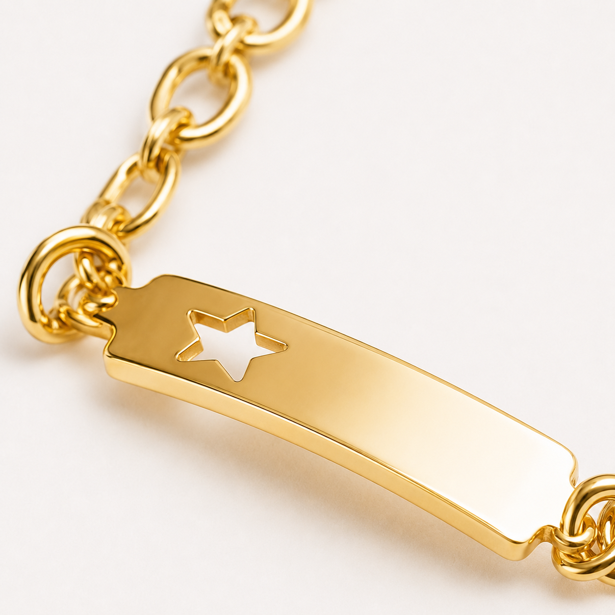 Pulseira Chapa Infantil Banhada a Ouro 18k - 12 cm