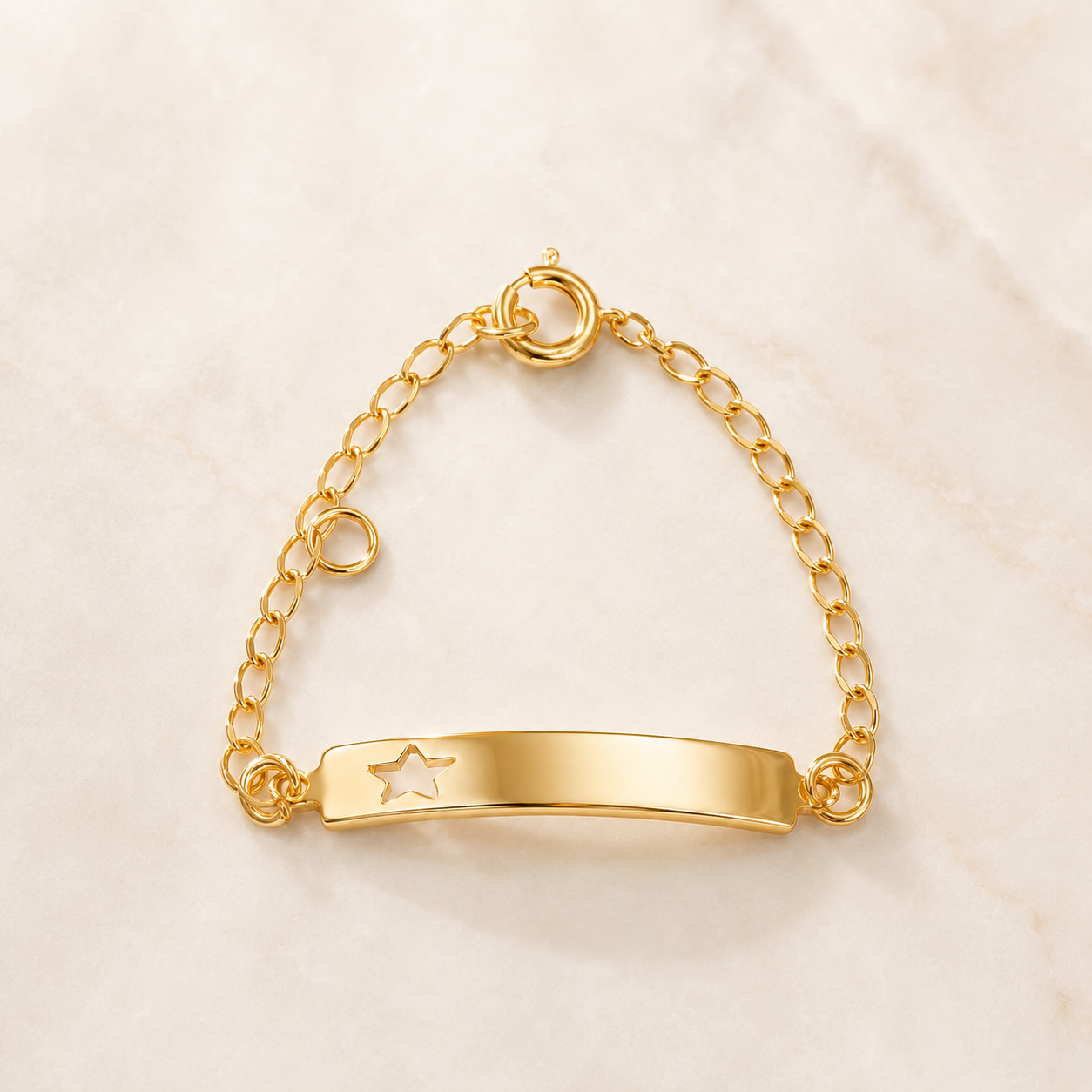 Pulseira Chapa Infantil Banhada a Ouro 18k - 14 cm