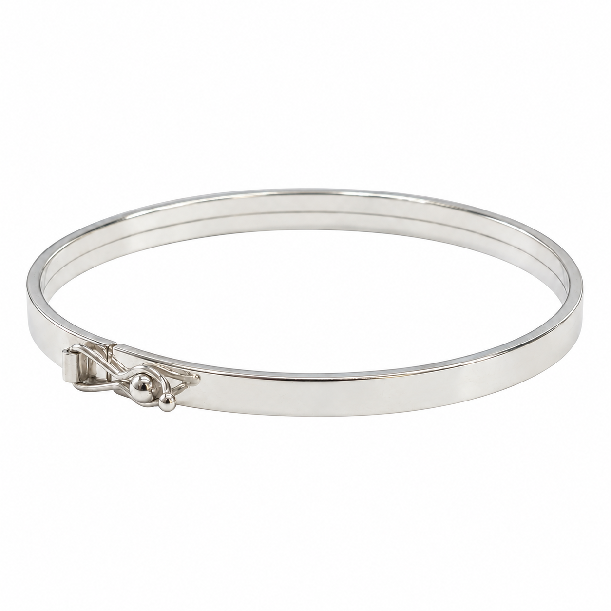 Pulseira Bracelete Liso (3mm) Prata 925 Fecho com Trava (Oito)