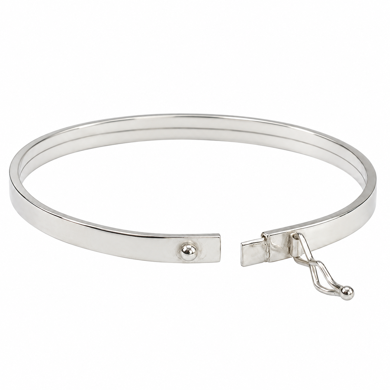 Pulseira Bracelete Liso (3mm) Prata 925 Fecho com Trava (Oito)