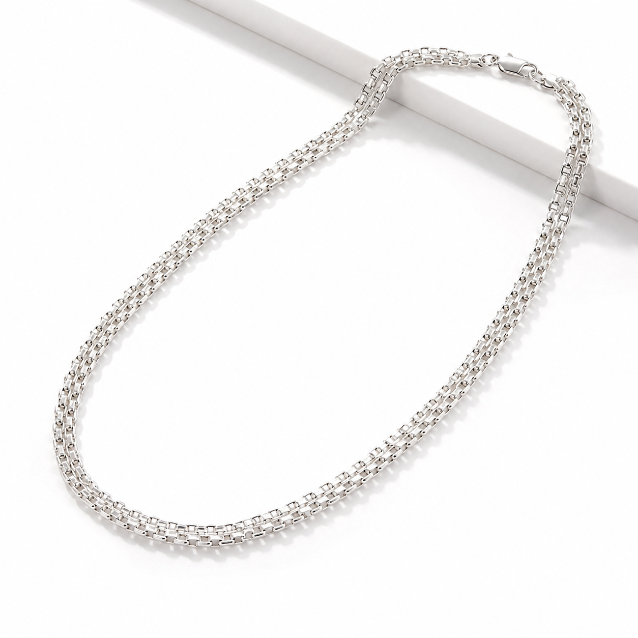 Corrente Choker Elo Cadeado Duplo (5mm) Prata 925 - 40 cm