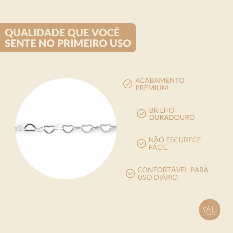 Tornozeleira Elo Coração Prata 925