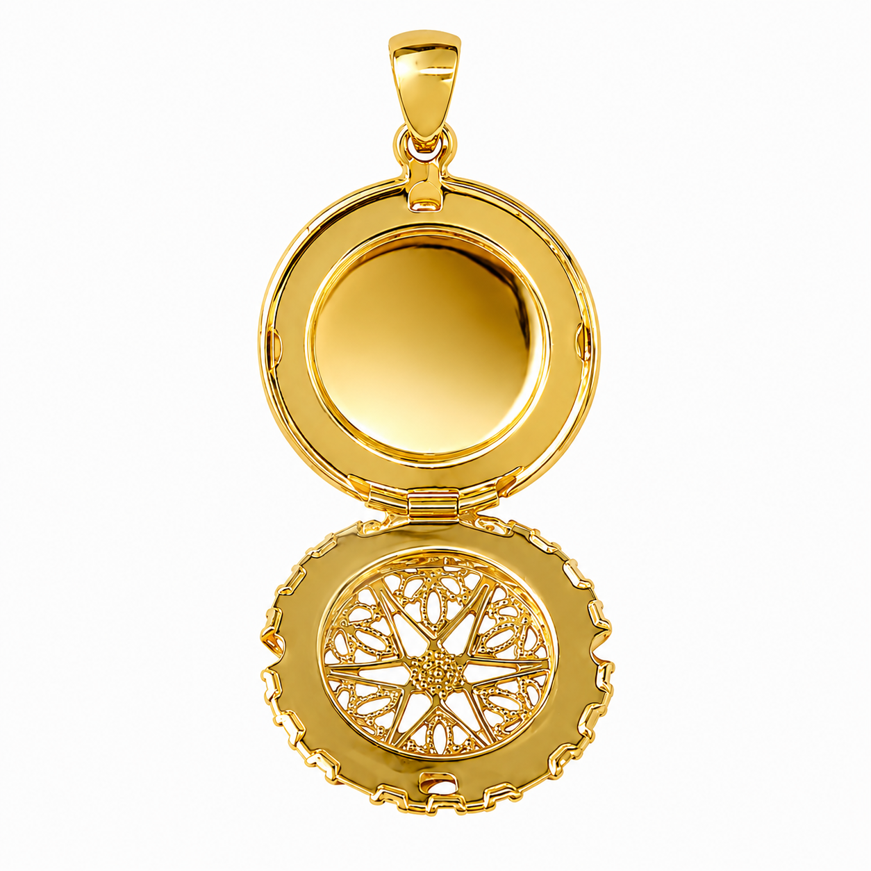 Pingente Relicário Redondo Banhado a Ouro 18k - 2 cm