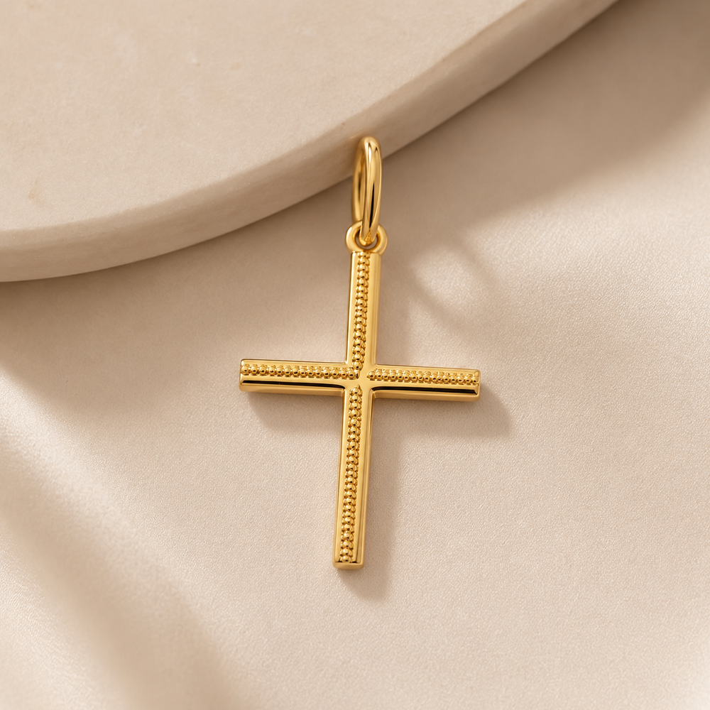Pingente Cruz Crucifixo Trabalhado Banhado a Ouro 18k - 2,3 cm