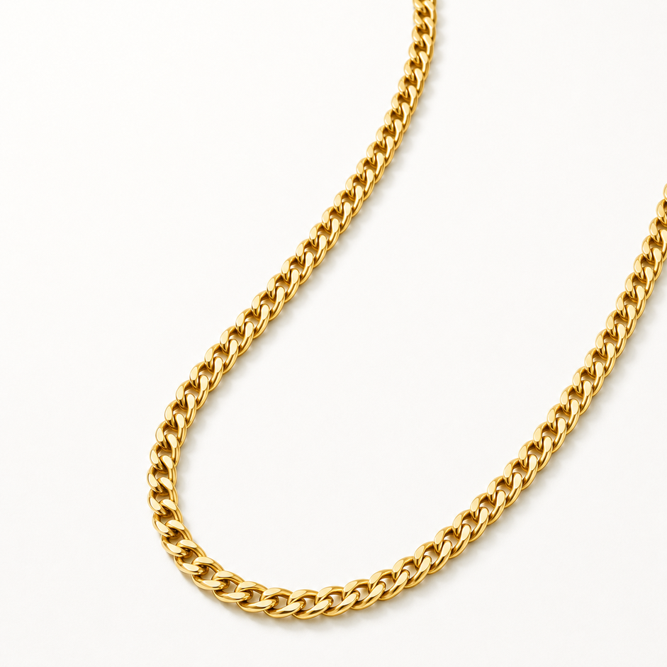 Corrente Infantil Elo 1x1 (3mm) Banhado a Ouro 18k - 45 cm