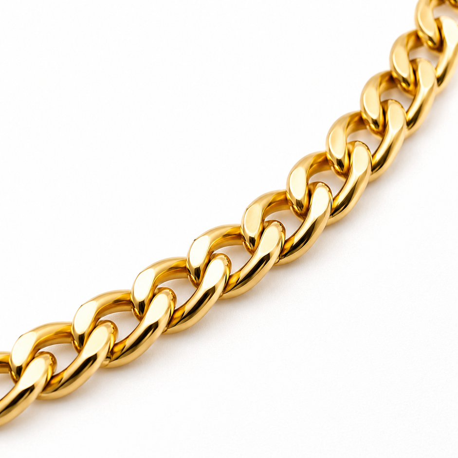 Corrente Elo 1 em 1 (3mm) Banhado a Ouro 18k - 45 cm