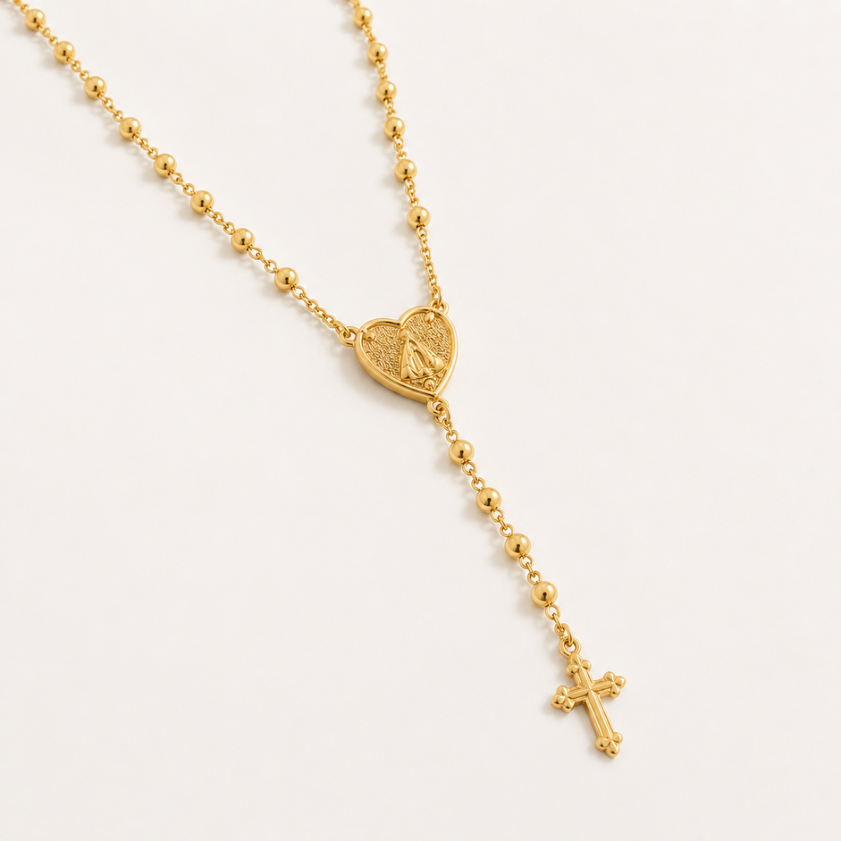 Colar Rosário Banhado a Ouro 18k - 55 cm