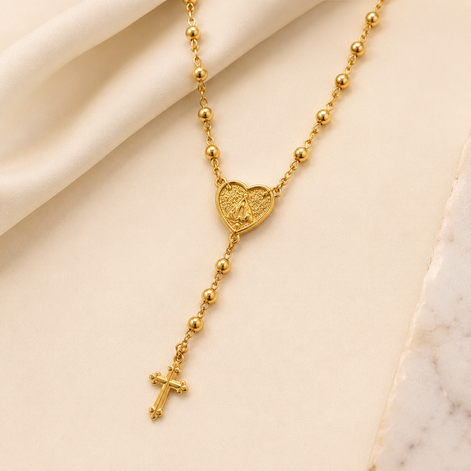 Colar Rosário Banhado a Ouro 18k - 55 cm