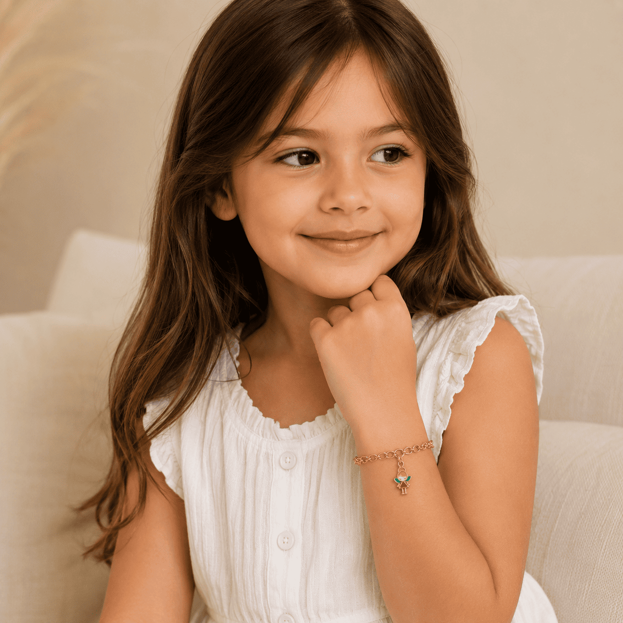 Pulseira Infantil Fada Banhada a Ouro 18k - 13,5cm + 2cm (alongador)