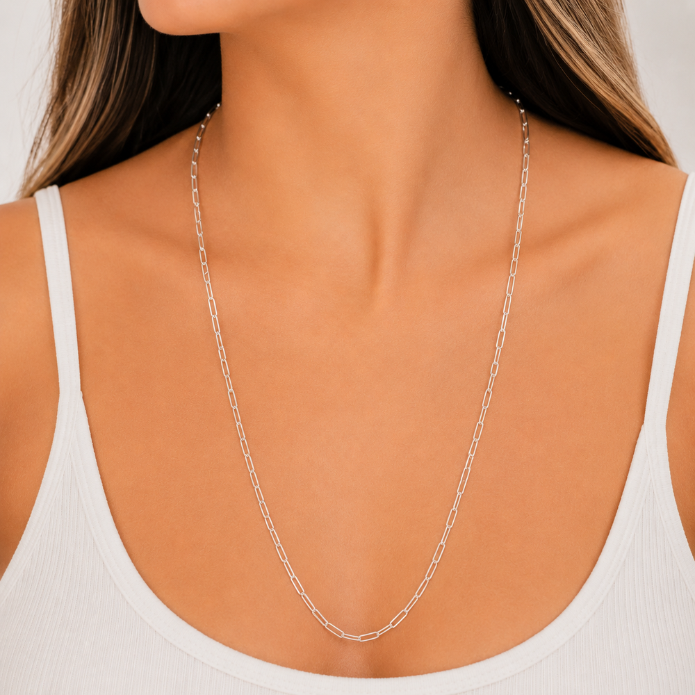 Corrente Estilo Cartier Elos Largos Prata 925 - 70 cm
