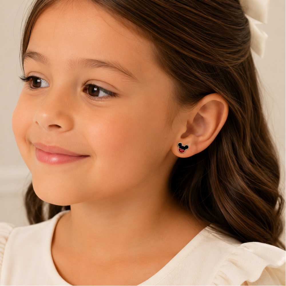 Brinco Infantil Mickey Banhado a Ouro 18k - 8 mm