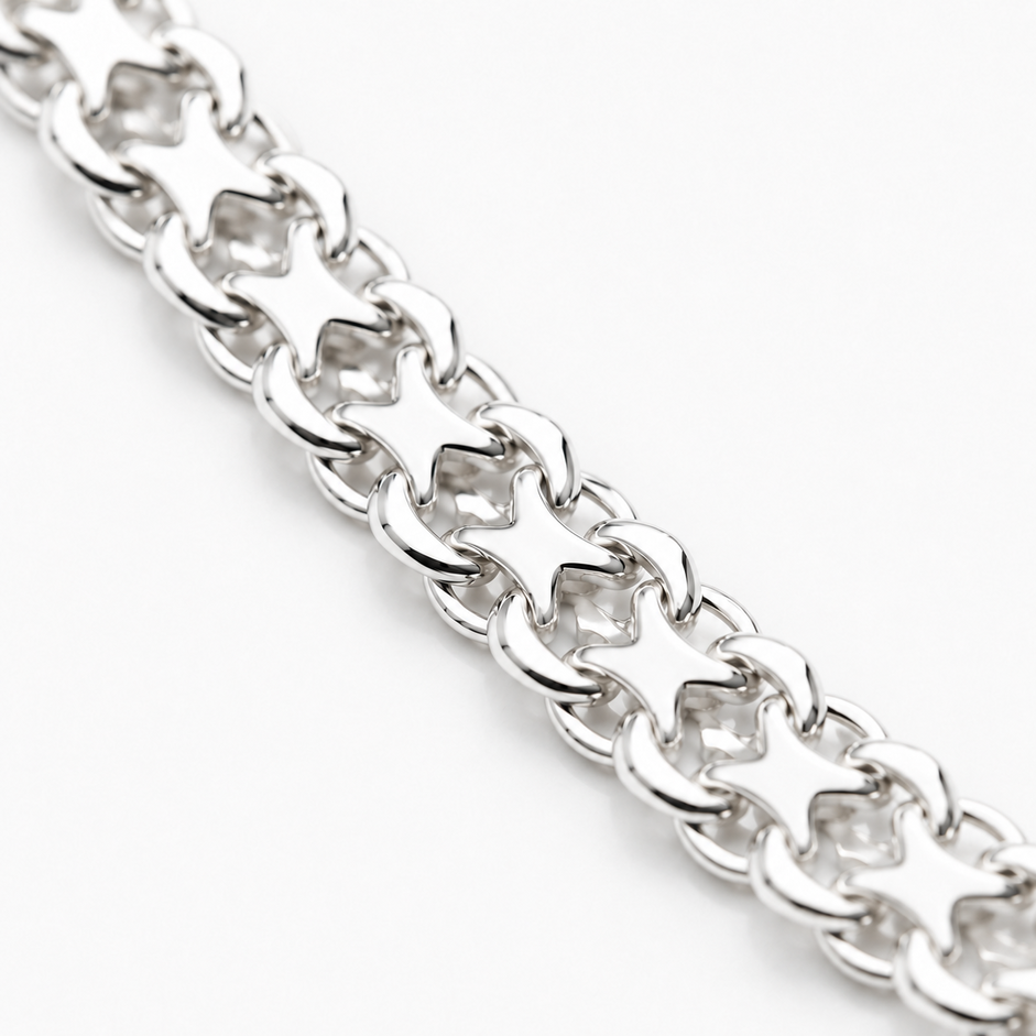Corrente Elo Cadeado Duplo (3mm) Prata 925 - 45 cm