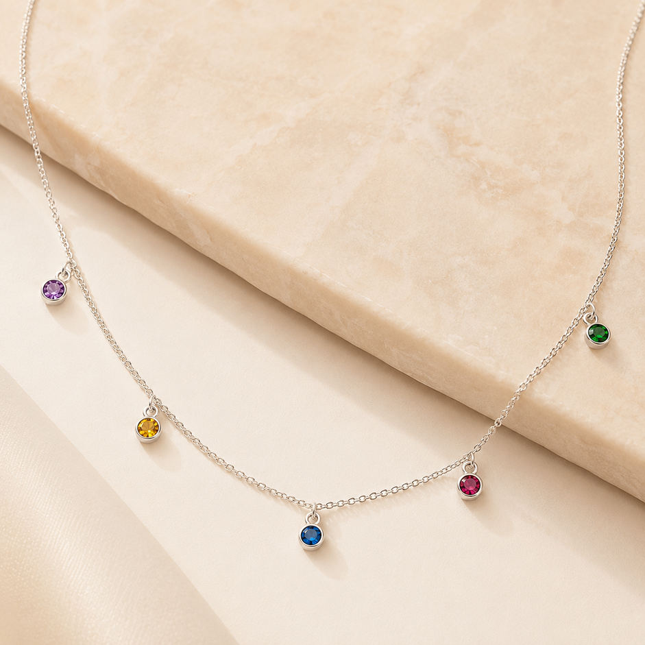 Colar Choker 5 Cores Prata 925 com Zircônias - 40 cm + 3 cm (Alongador)