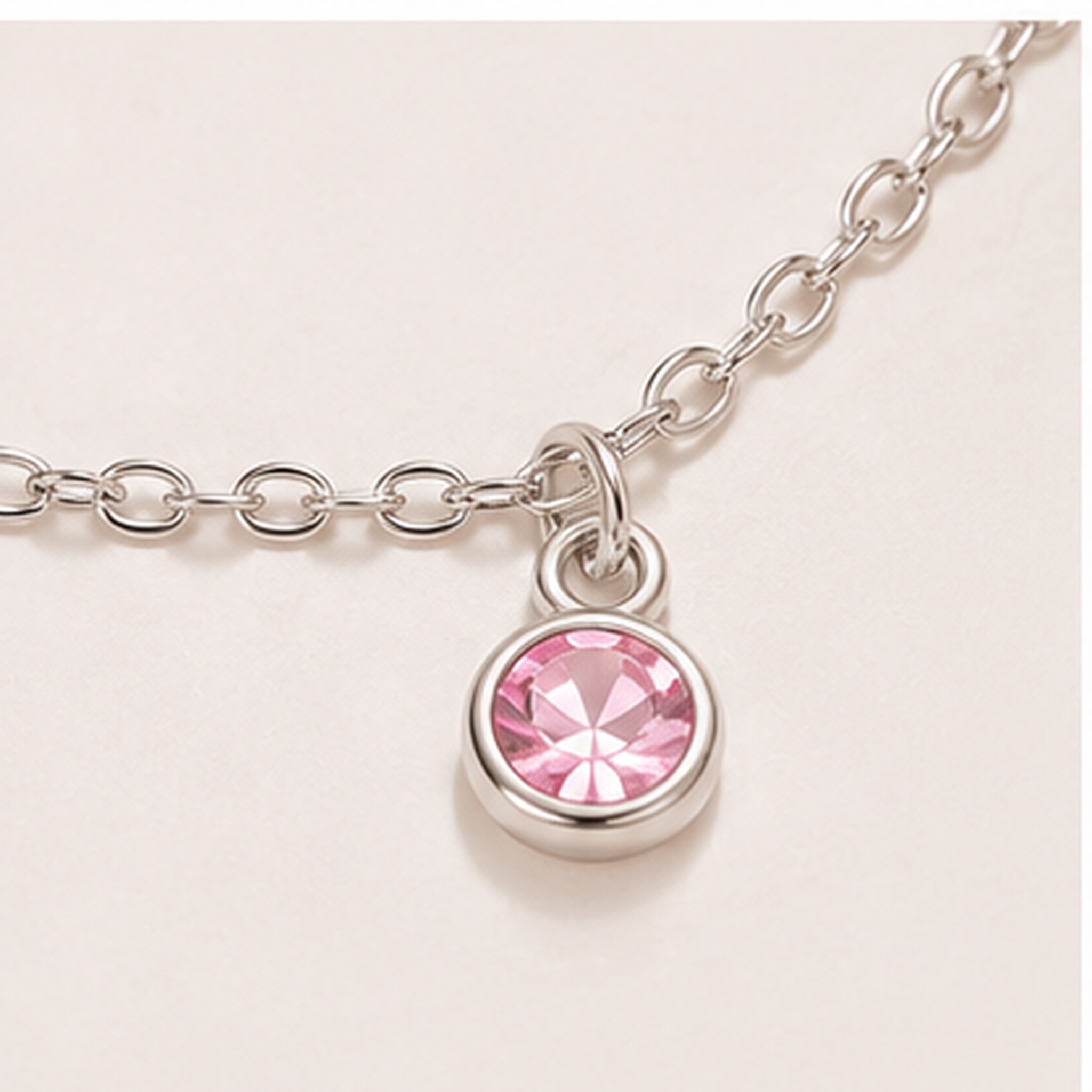 Colar Choker 5 Pedras Rosas Prata 925 com Zircônias - 40 cm + 3 cm (Alongador)