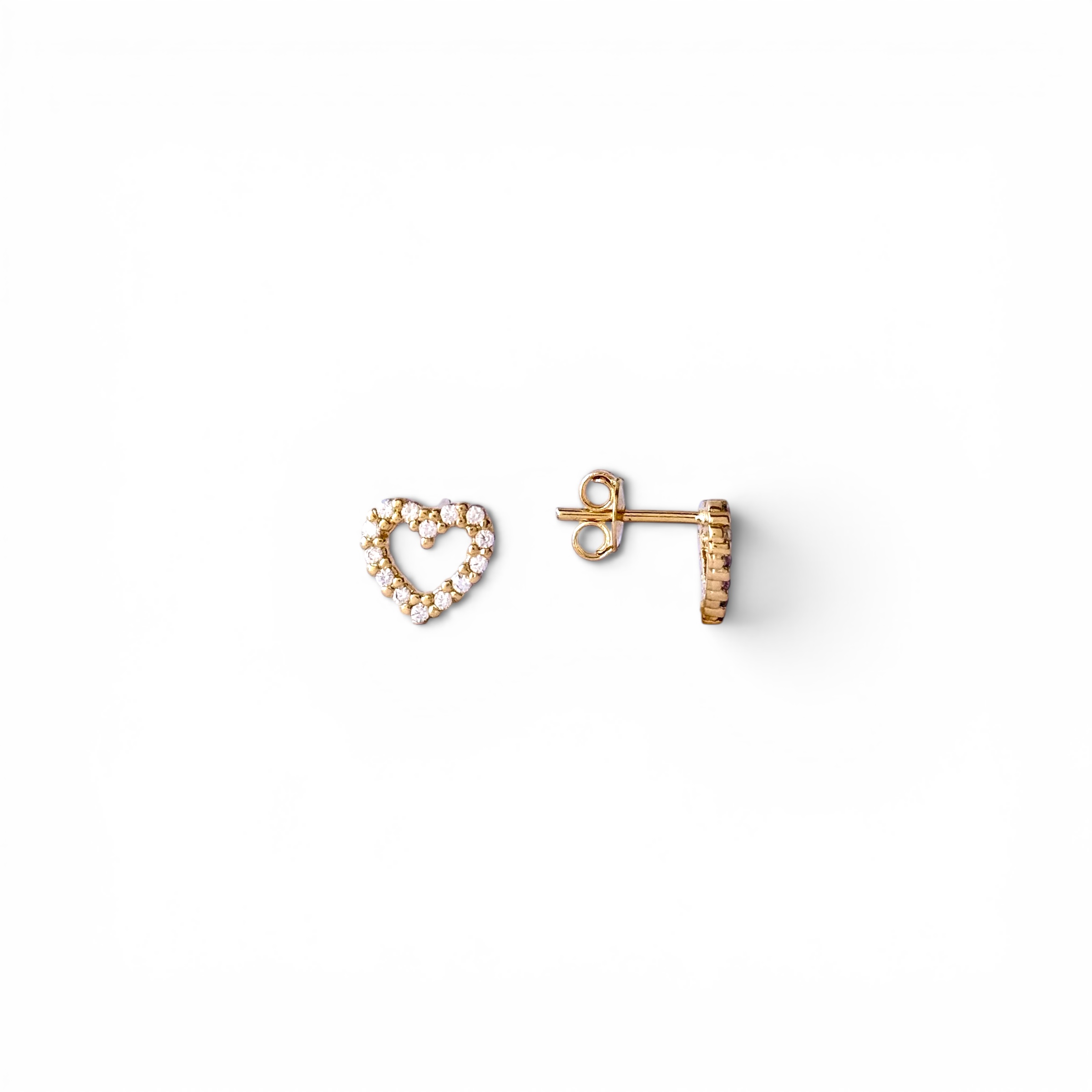 Brinco Coração Banhado a Ouro 18k Vazado com Zircônias - 8mm