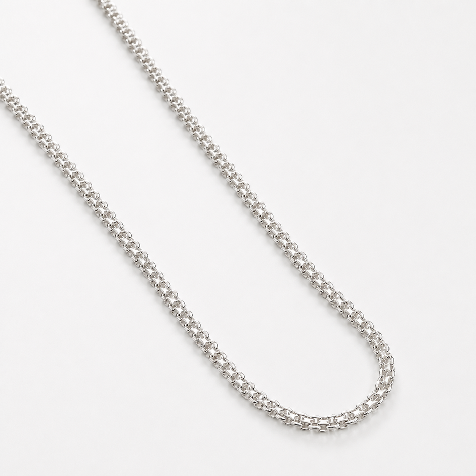 Corrente Elo Cadeado Duplo (2mm) Prata 925 - 45 cm