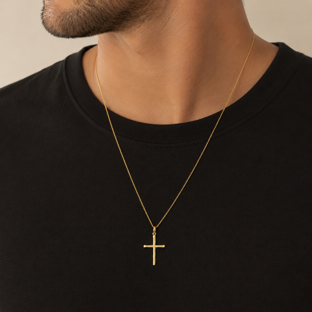 Pingente Crucifixo Pontilhado Banho de Ouro 18k - 2,5 cm