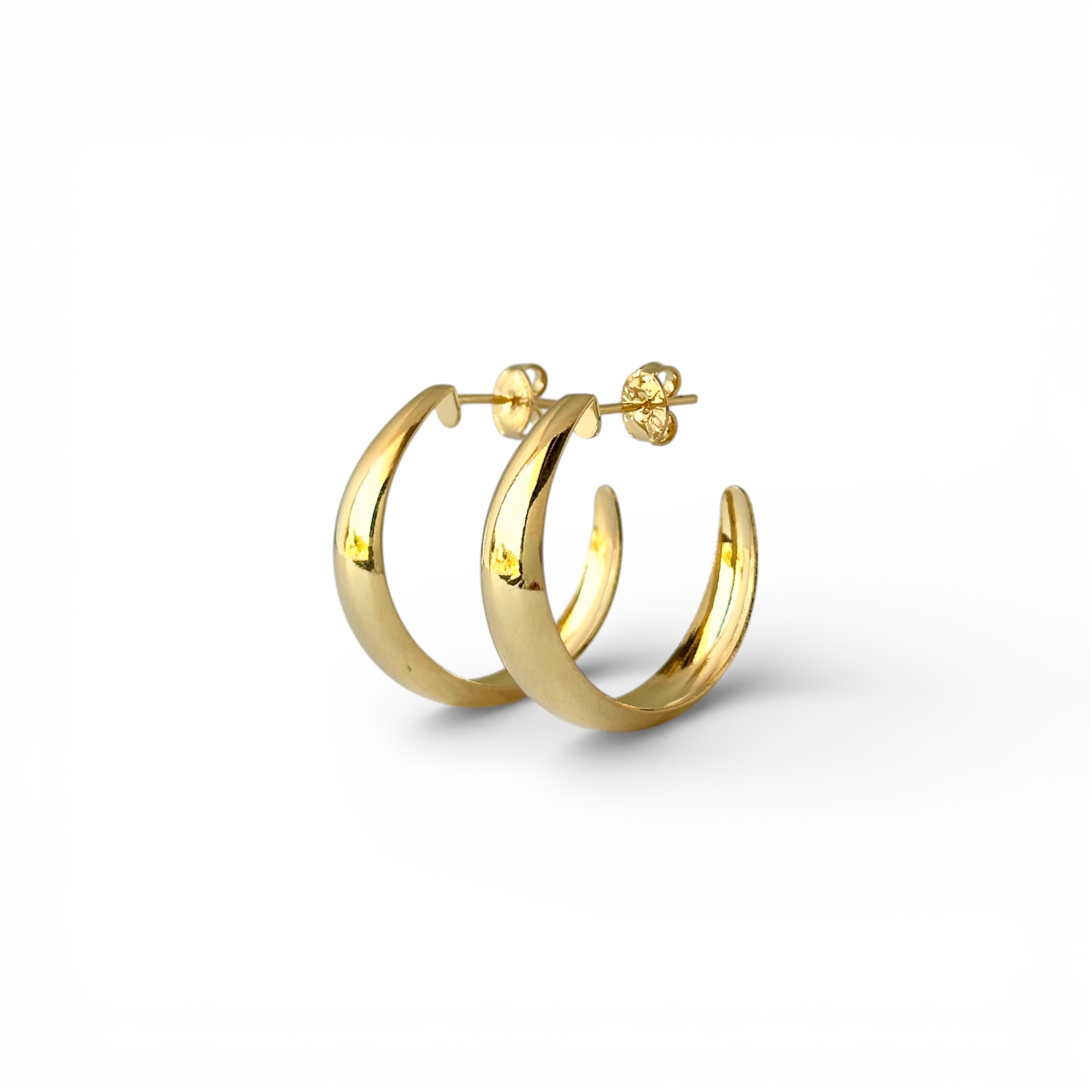 Brinco Argola Aberta Banhada a Ouro 18k Larga Lisa - 2cm