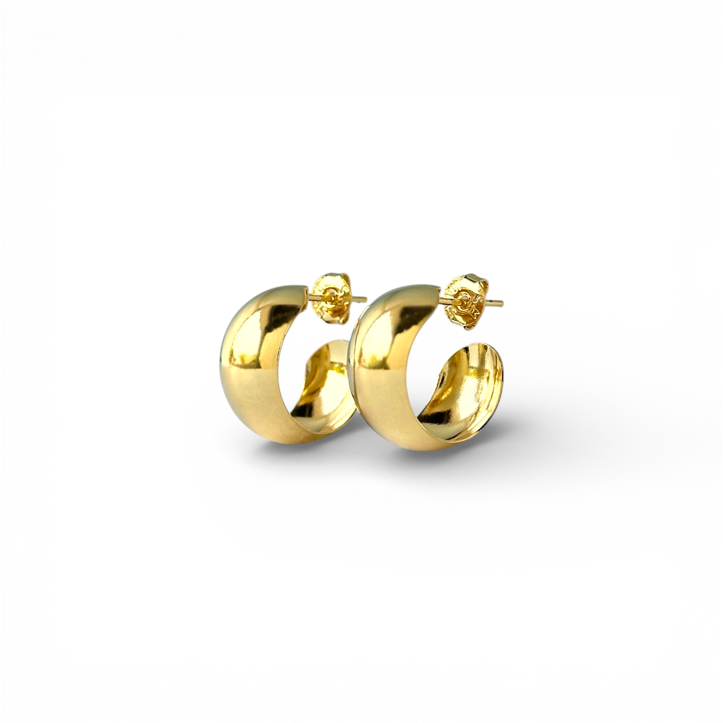 Brinco Argola Aberta Banhada a Ouro 18k Larga Lisa - 1,5cm