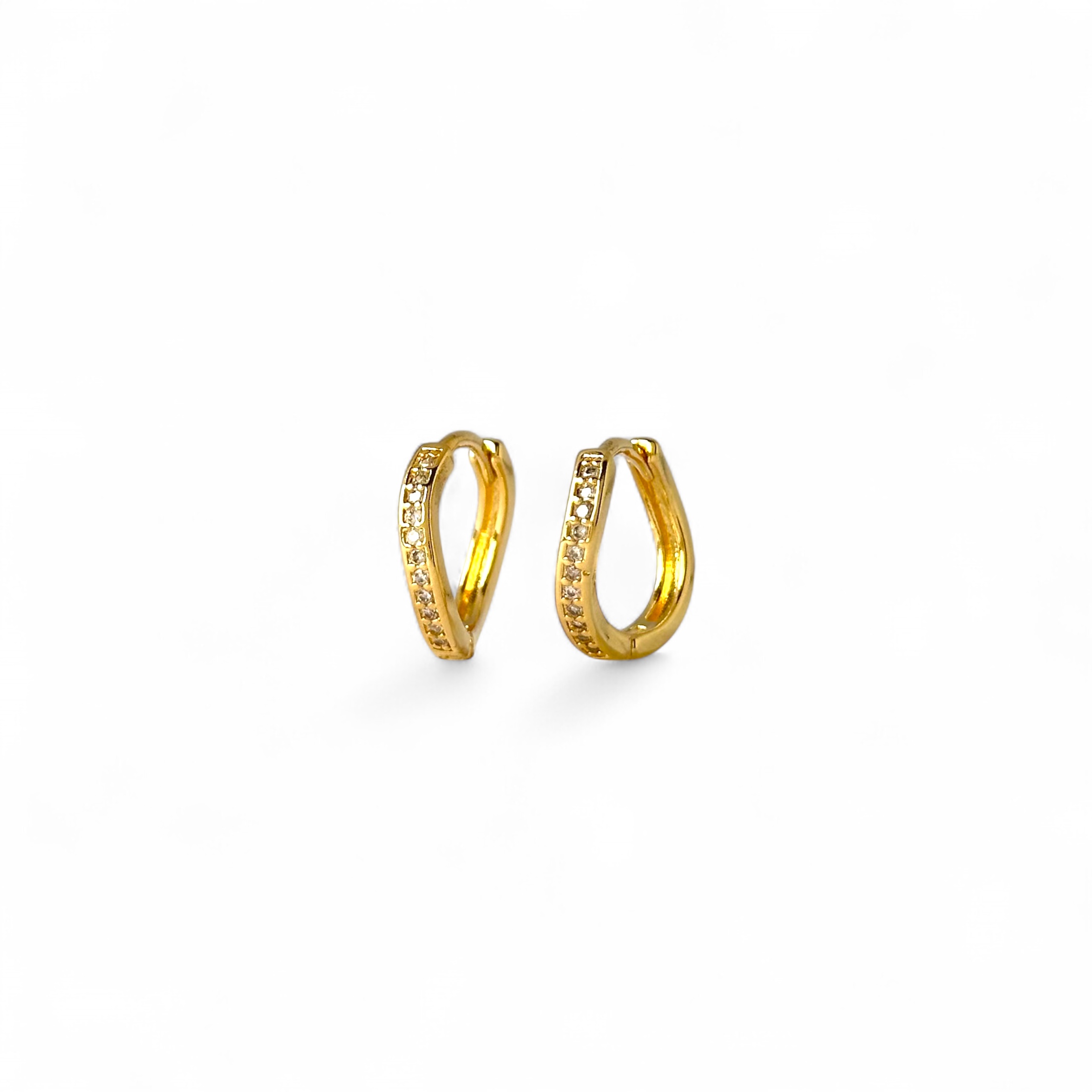 Brinco Argola Ondulada Banhado a Ouro 18k com 1 Linha de Zircônias