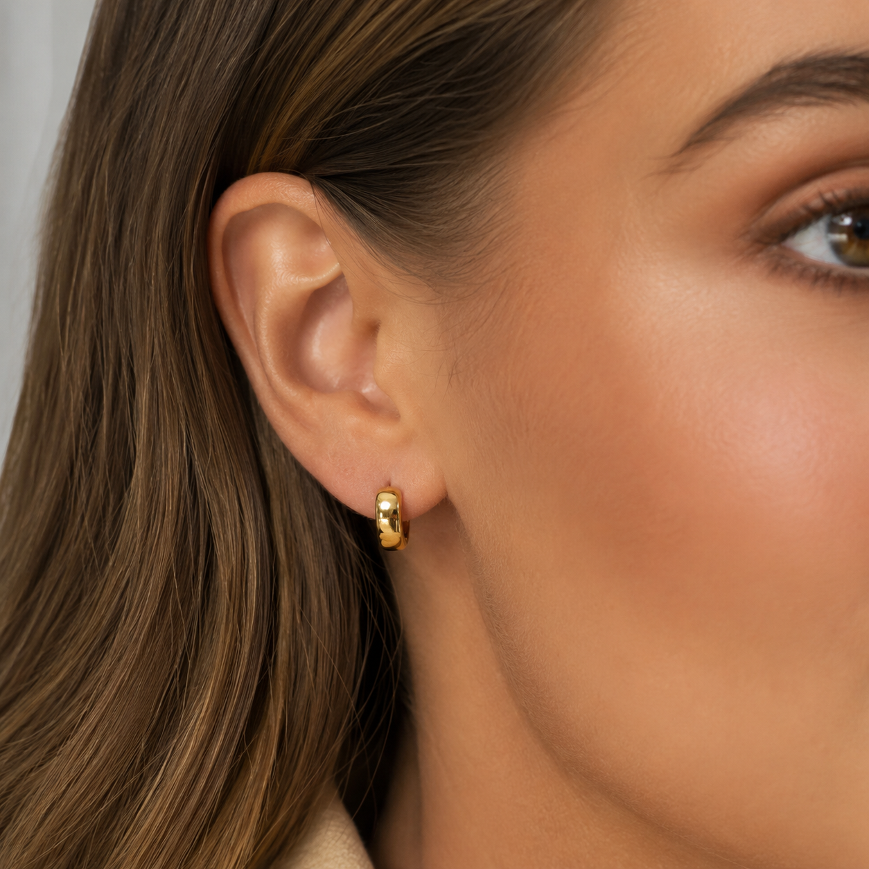 Brinco Argola Lisa Banhado a Ouro 18k - 5 mm